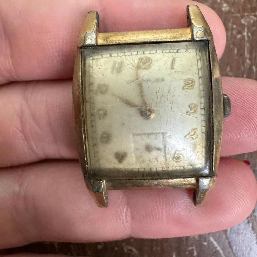 Wittnauer VINTAGE Men's 10‎ K GF 17 Jewel Rectangular Watch Face PARTS ONLY